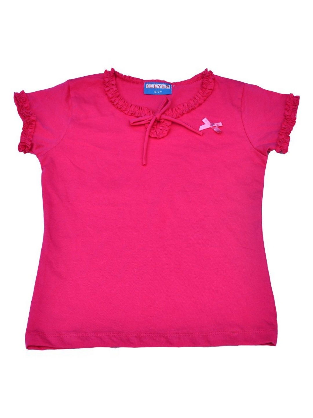 

CLEVER Kids Bio Finish Solid Cap Sleeves Cotton T-shirt, Pink