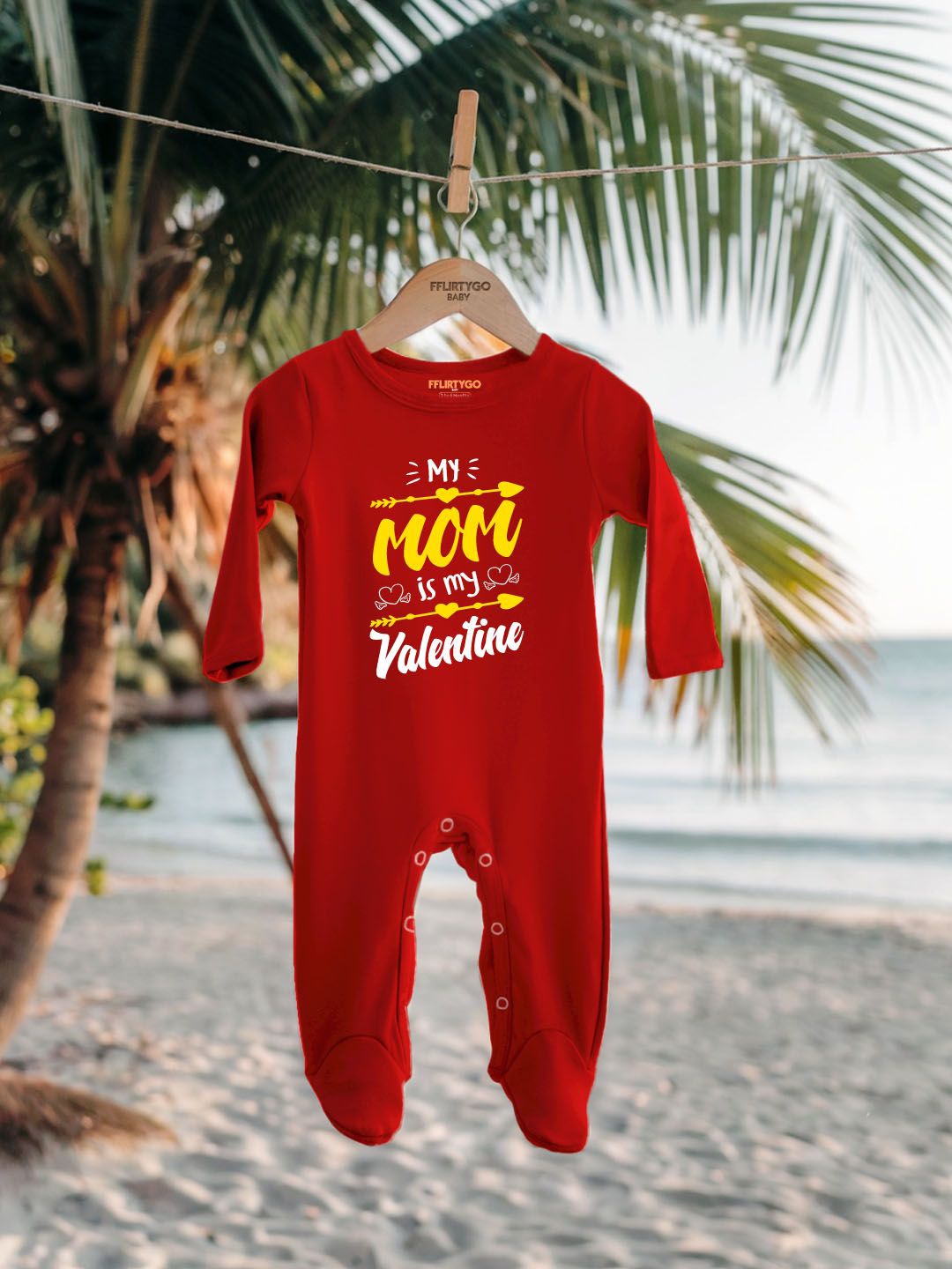 

FFLIRTYGO Infants Valentine Day Printed Cotton Sleepsuit, Red