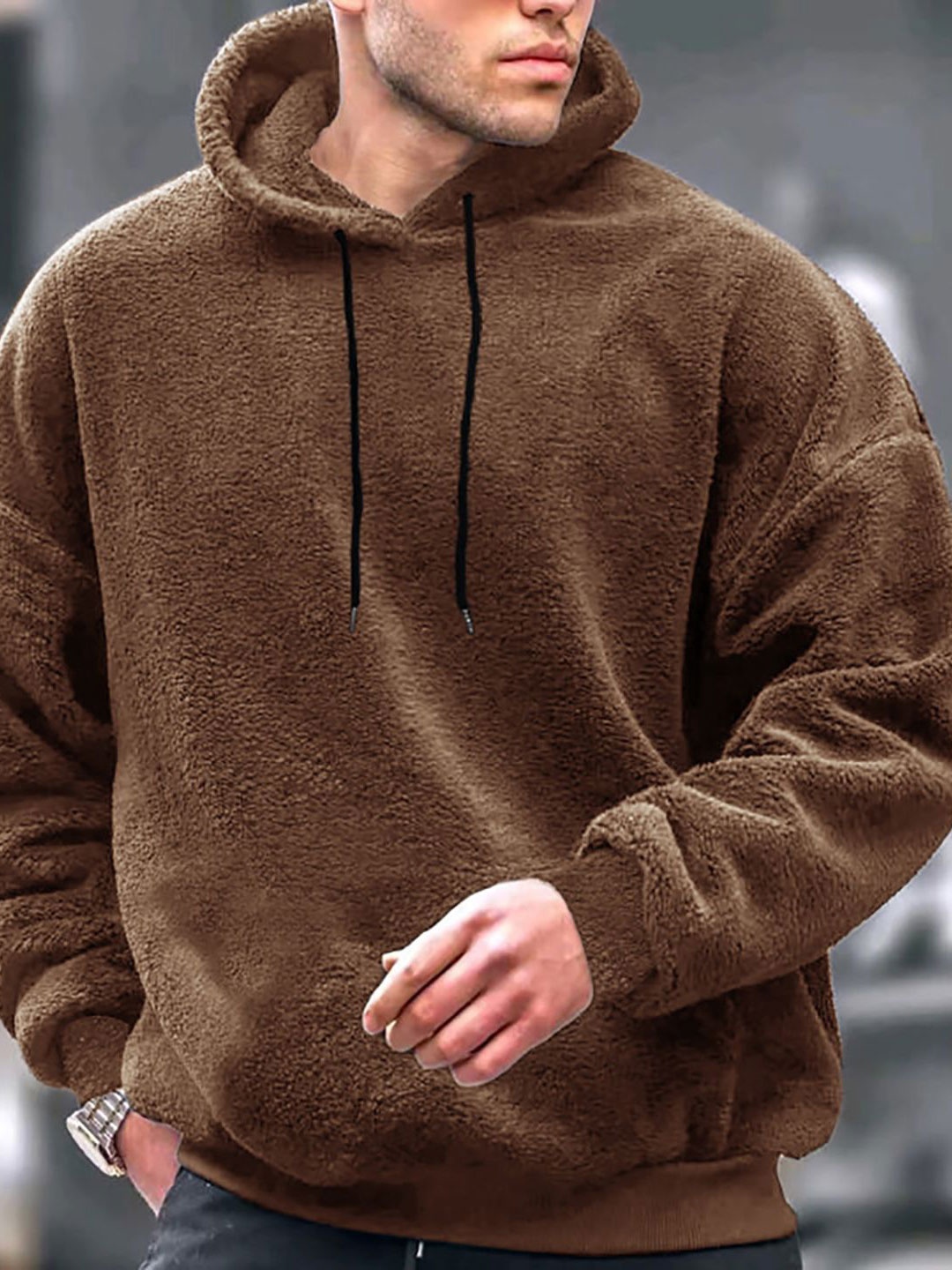 

StyleCast x Revolte Men Hooded Pullover Sweatshirt, Brown