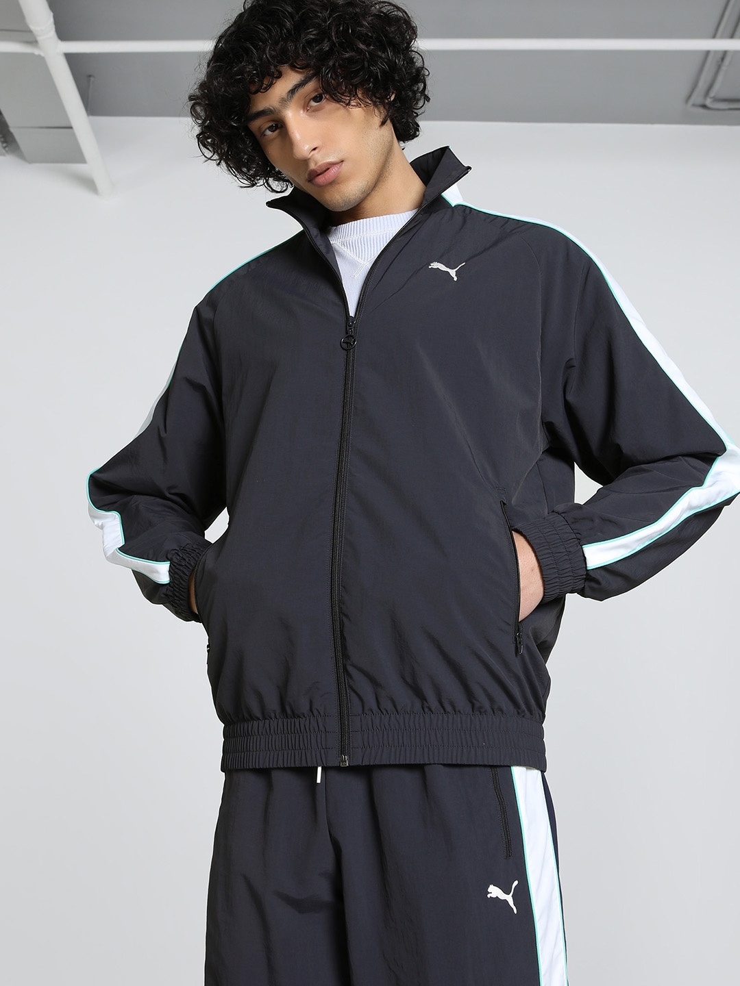 

Puma T7 Unisex Oversized Track Bomber Jacket, Navy blue