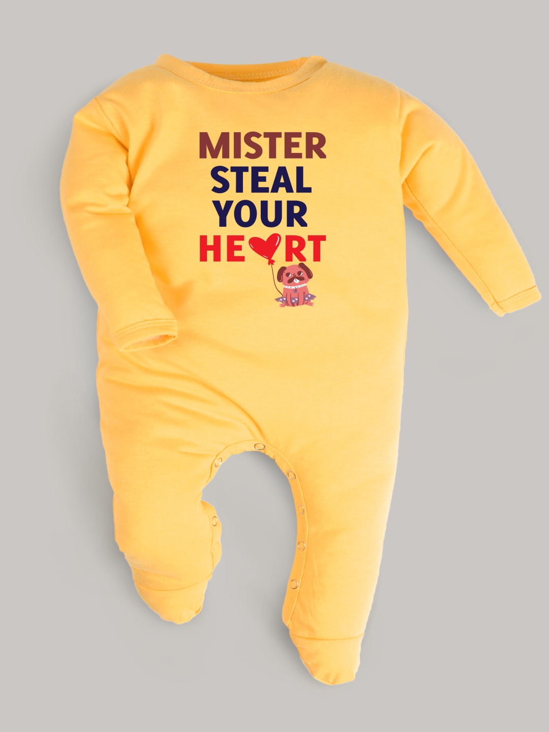 

FFLIRTYGO Infants Valentine day Printed Cotton Sleepsuit, Yellow