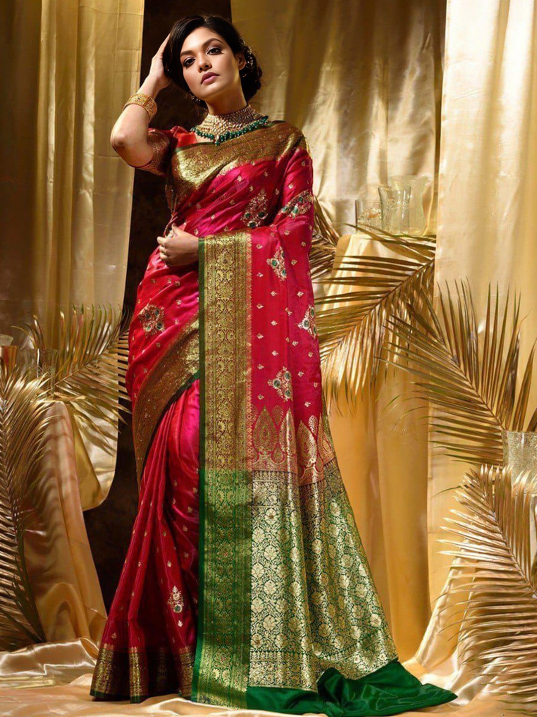 

bansari textiles Woven Design Zari Kota Saree, Maroon