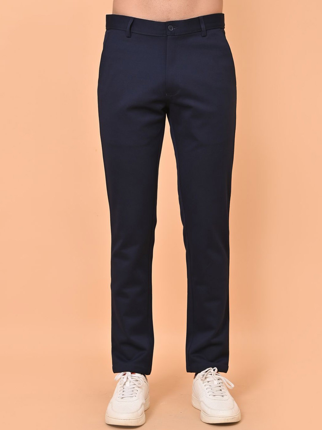 

el cielo Men Smart Slim Fit Chinos Trousers, Blue