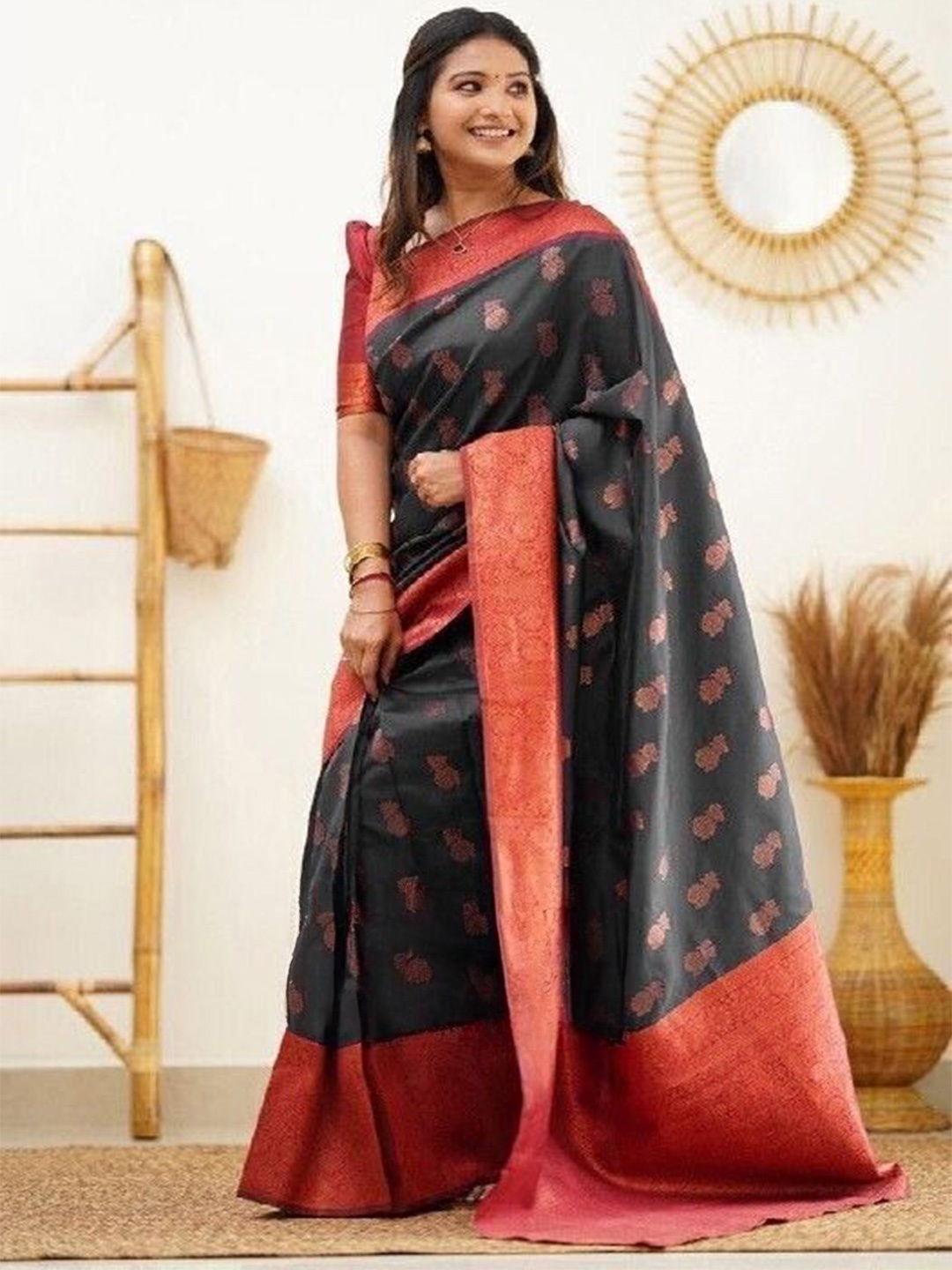 

bansari textiles Woven Design Zari Kanjeevaram Saree, Blue