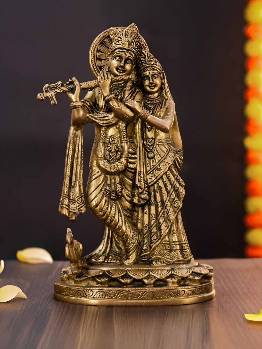 

The Advitya Gold-Toned Radha Krishna Religious Idol Showpiece