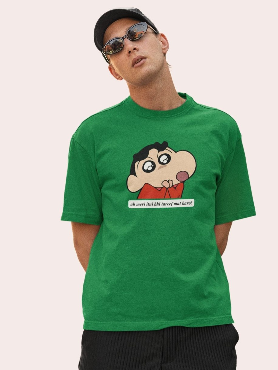 

Broke Memers Men Graphic Printed Round Neck Cotton Oversized T-shirt, Green