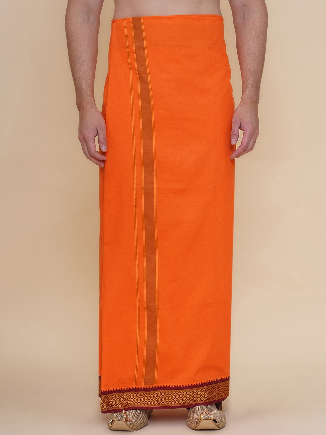 

Sethukrishna Mens Solid Color Dhoti, Orange