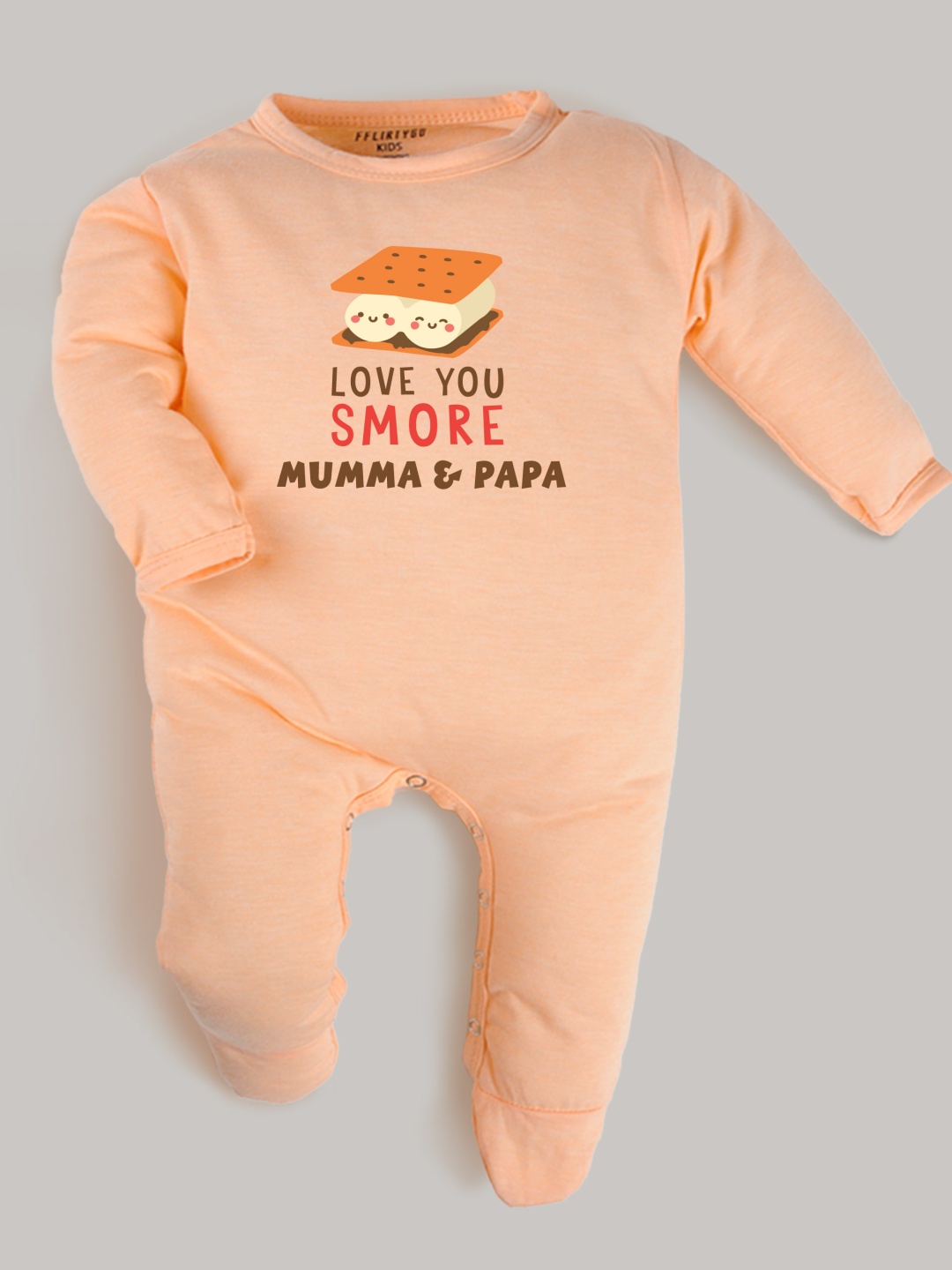 

FFLIRTYGO Infants Valentine Day Printed Cotton Sleepsuit, Peach