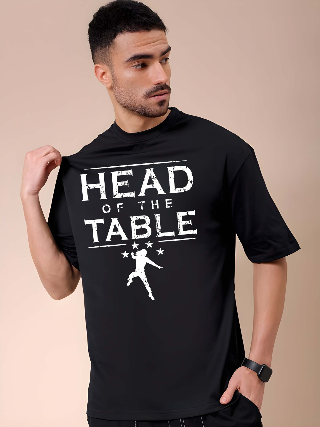 

BOWLIFESTYLE Men Drop-Shoulder Sleeves Pure Cotton T-shirt, Black
