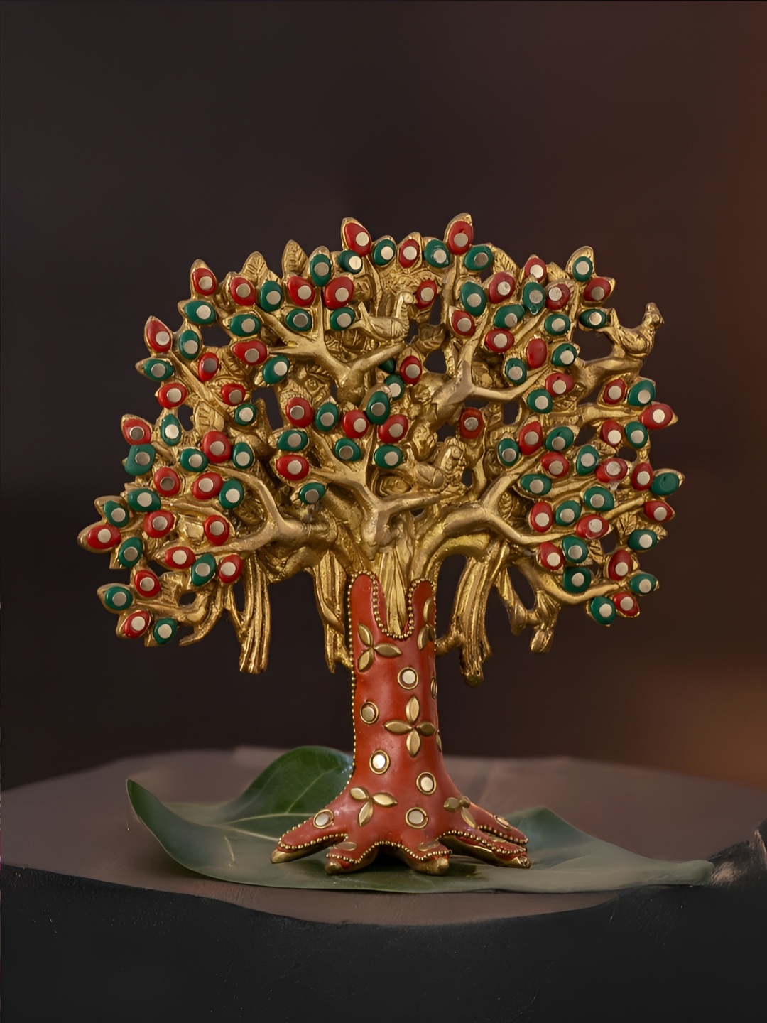 

The Advitya Gold-Toned And Green Kalpavriksha Tree Religious Showpiece