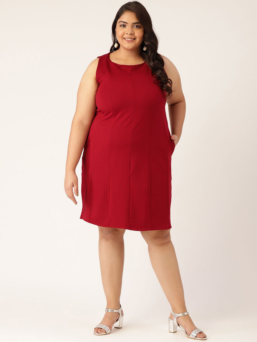 

theRebelinme Women Plus Size A-Line Dress, Maroon