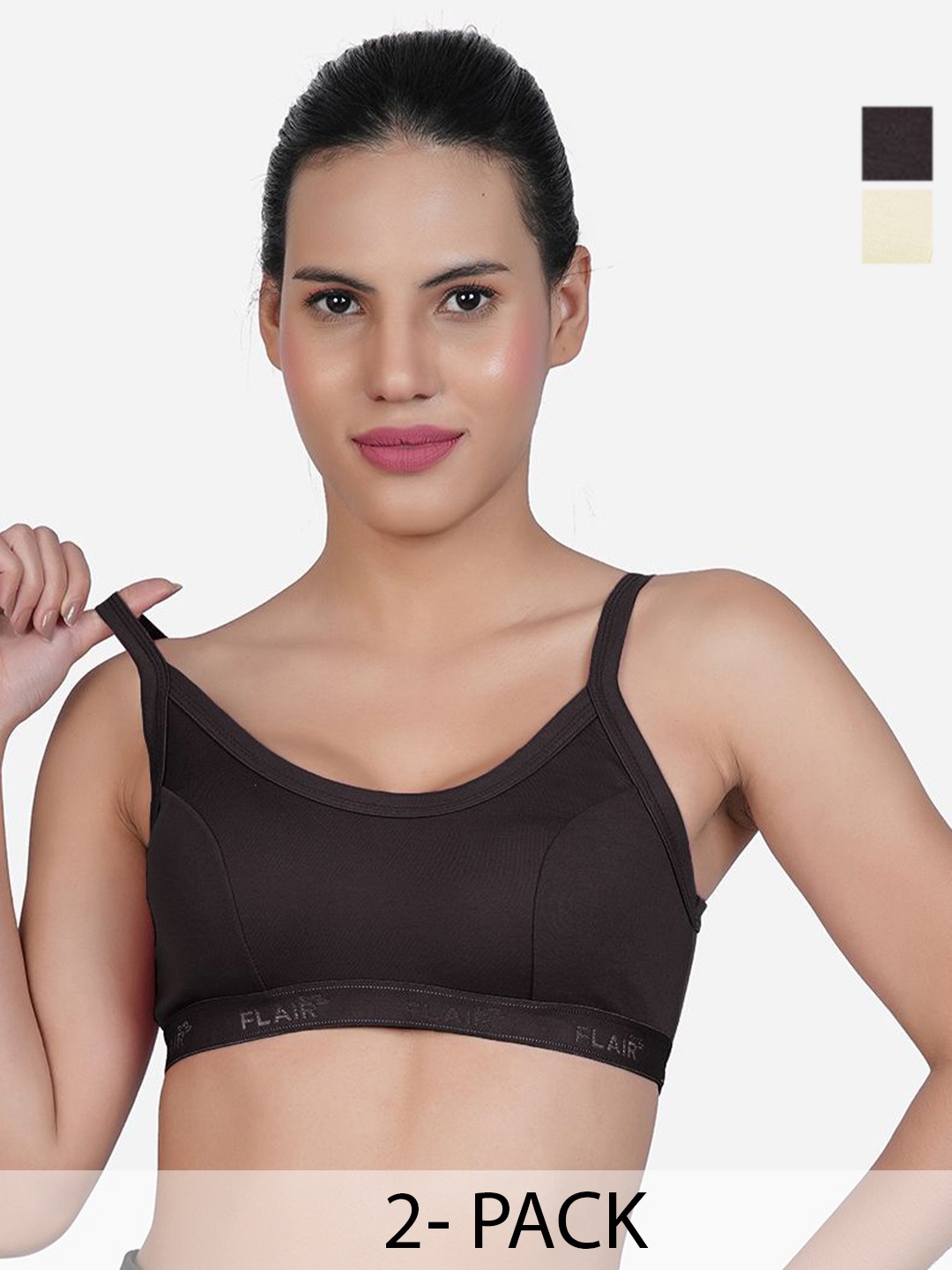 

SHYAM SONS FLAIR Women Pack of 2 Bra Full Coverage Non-Wired & Non Padded Bra, Black