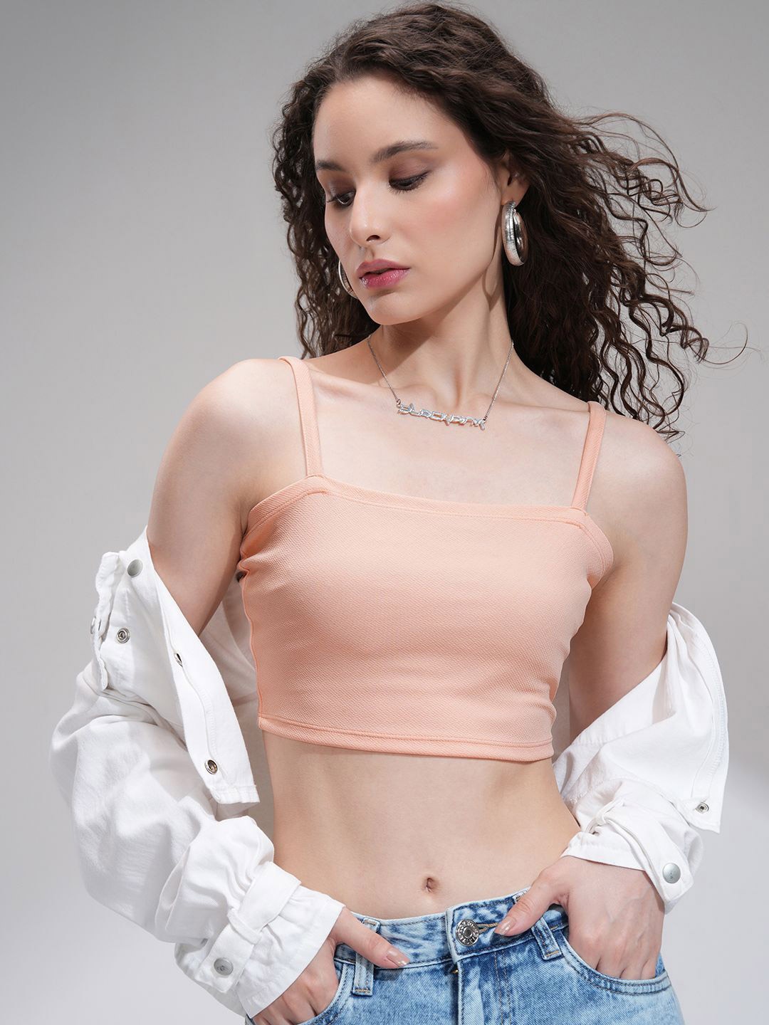 

Basics By Tokyo Talkies Crop Top, Peach