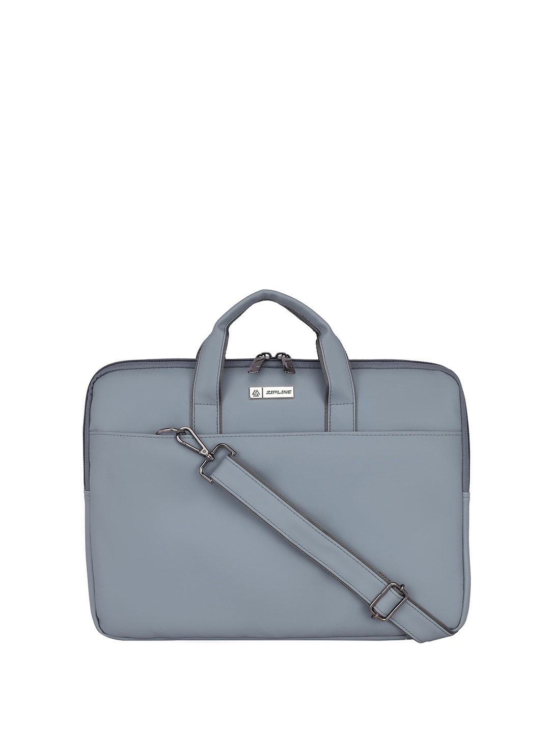

ZIPLINE Unisex Leather Laptop Bag, Grey