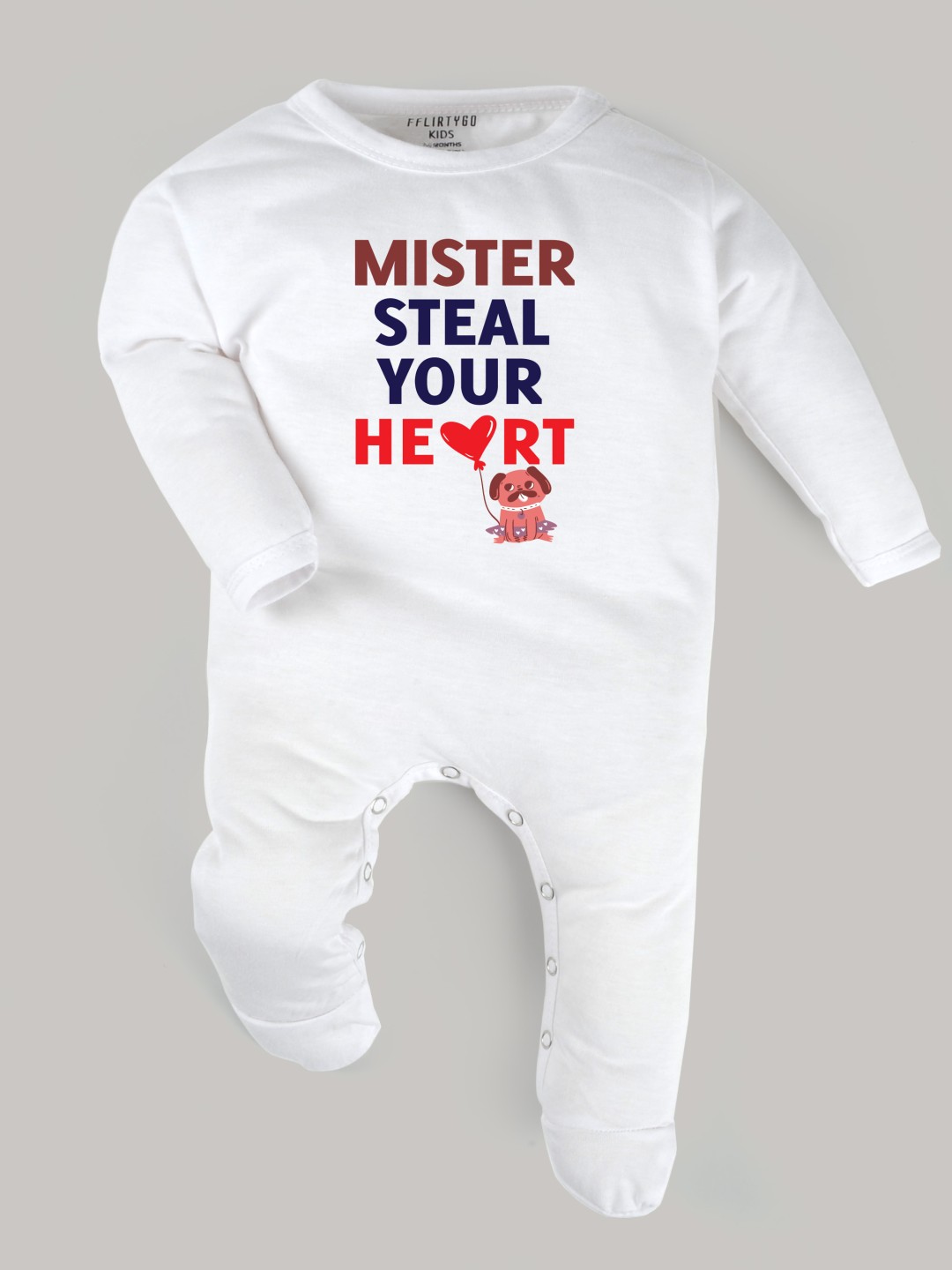 

FFLIRTYGO Infants Kids Valentine day Printed Pure Cotton Sleepsuit, White