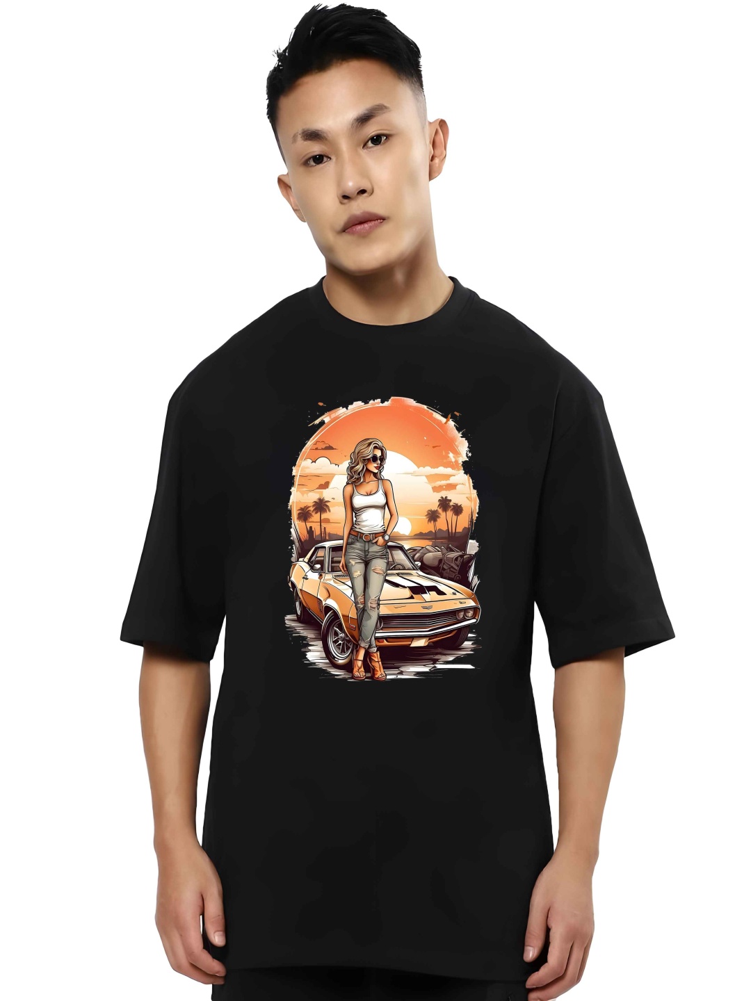 

Krimmple Men Drop-Shoulder Sleeves Pure Cotton T-shirt, Black