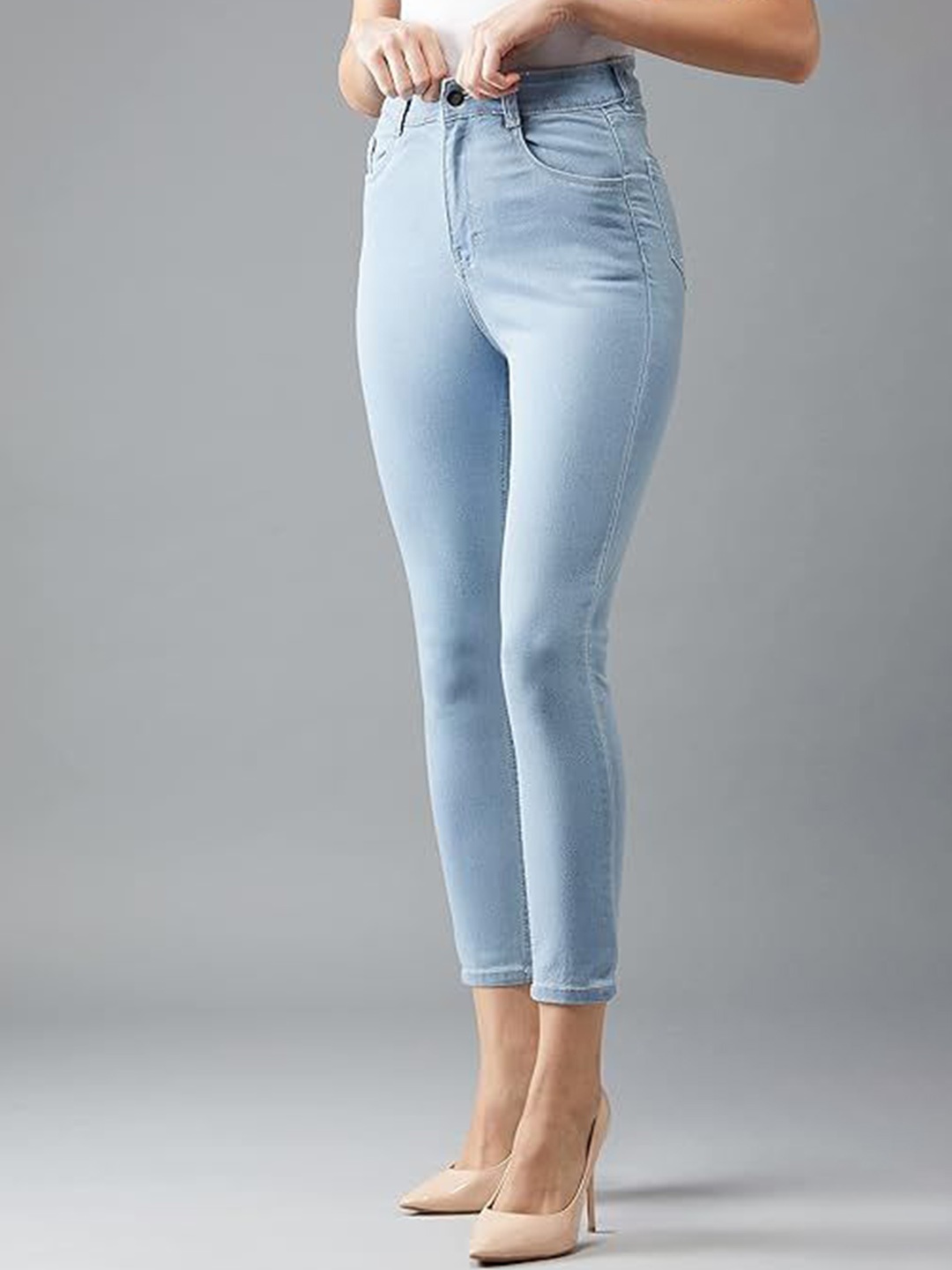 

kitty-fashion Women Jean Skinny Fit Mid-Rise Stretchable Jeans, Blue