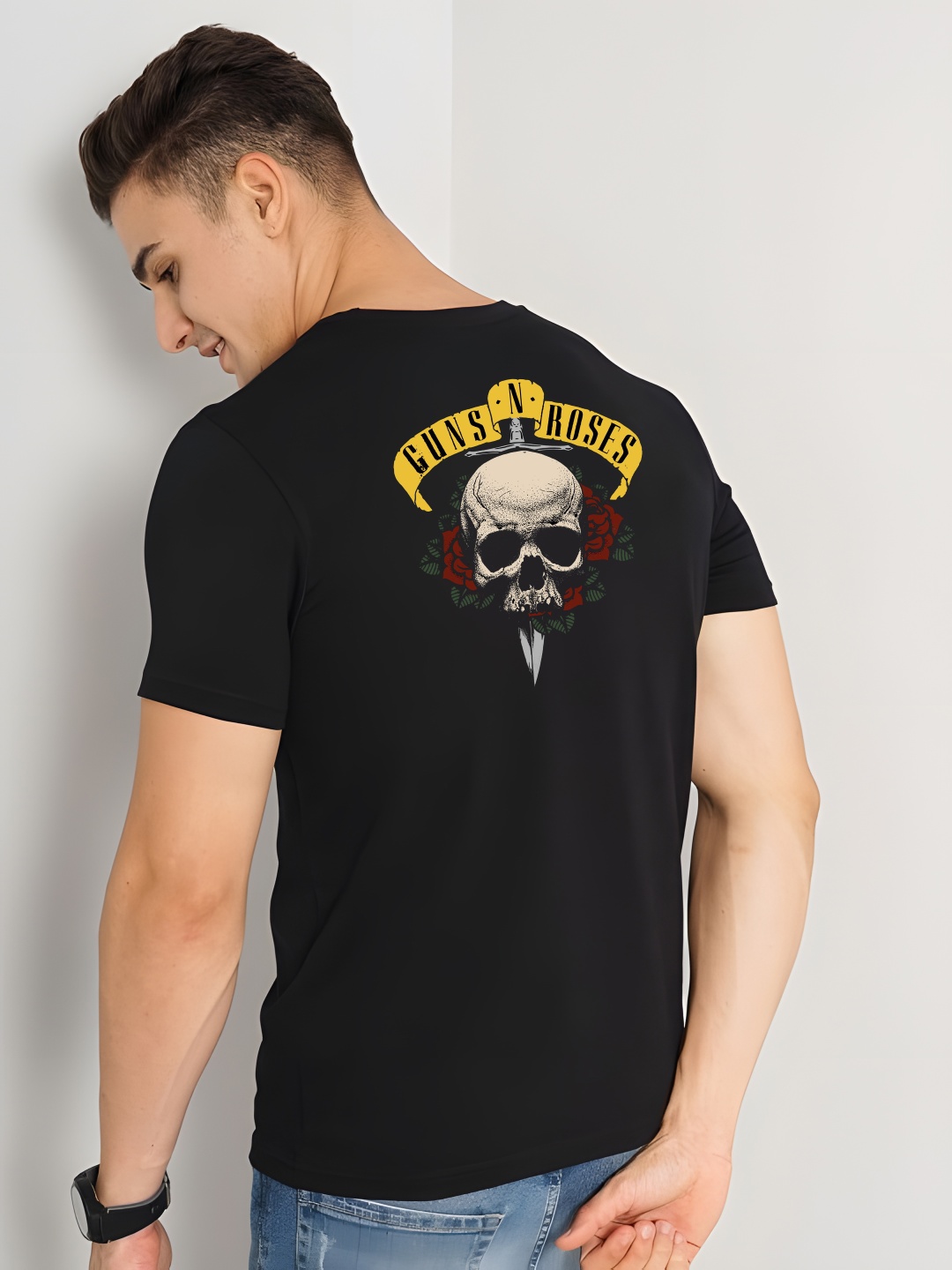 

BOWLIFESTYLE Men Pure Cotton T-shirt, Black