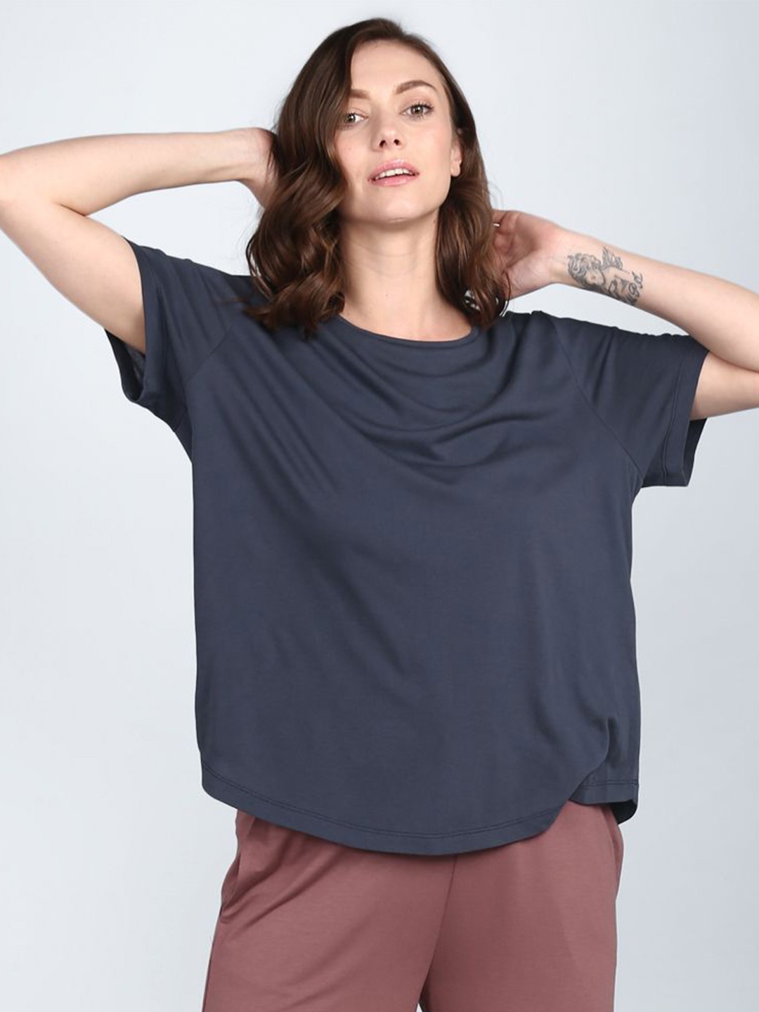 

necesera Women Cotton Lounge Tshirts, Blue