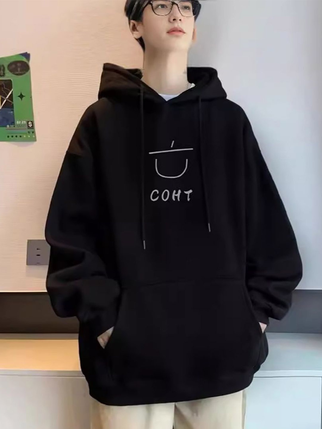 

StyleCast x Revolte Men Printed Hooded Sweatshirt, Black