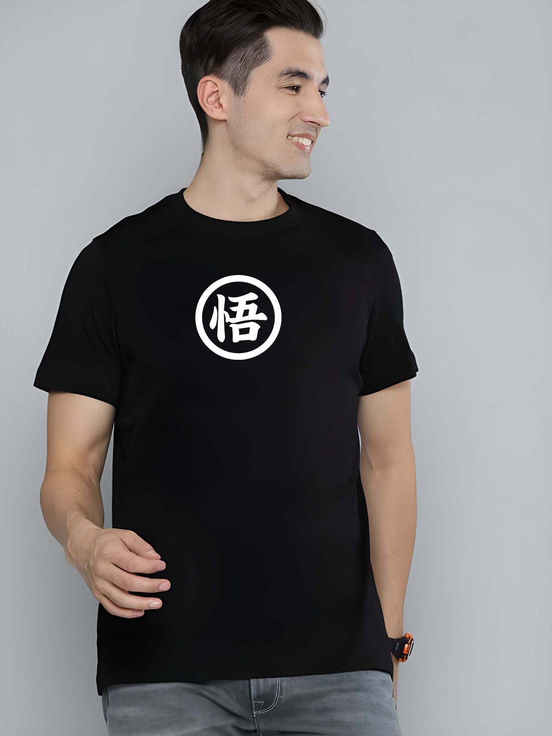 

Krimmple Men Dragon Ball Z Graphic Printed Round Neck Cotton T-shirt, Black