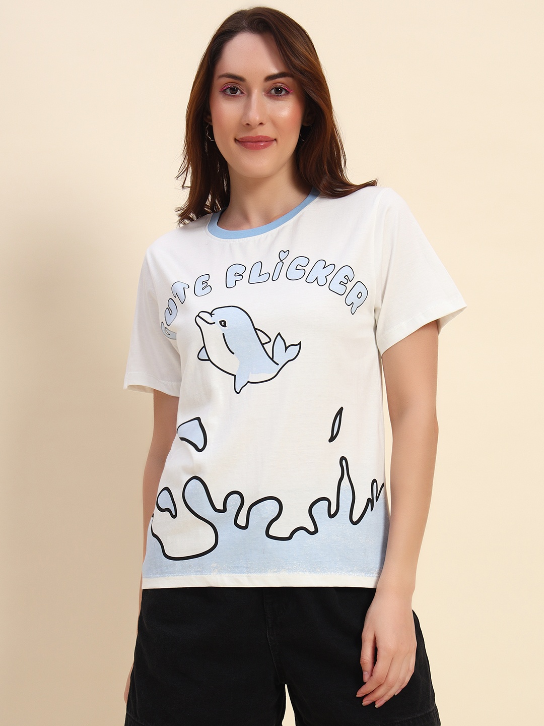 

The Dry State Women Printed T-shirt, Off white