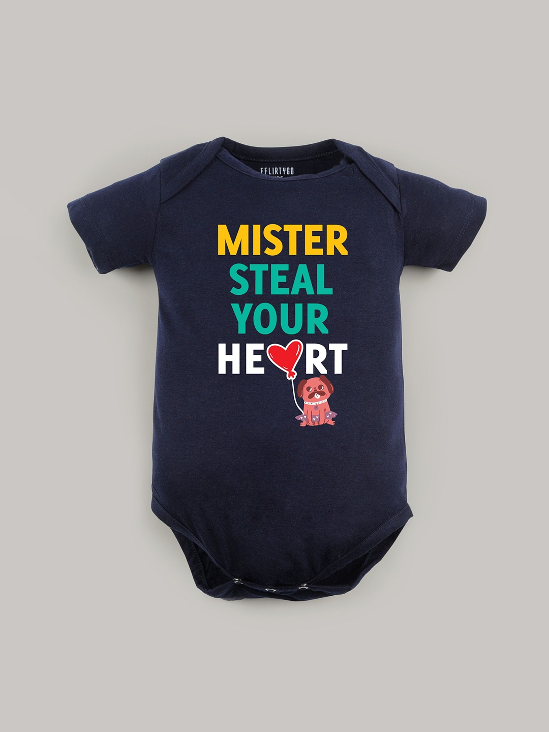 

FFLIRTYGO Infants Valentine Day Printed Cotton Bodysuit, Navy blue