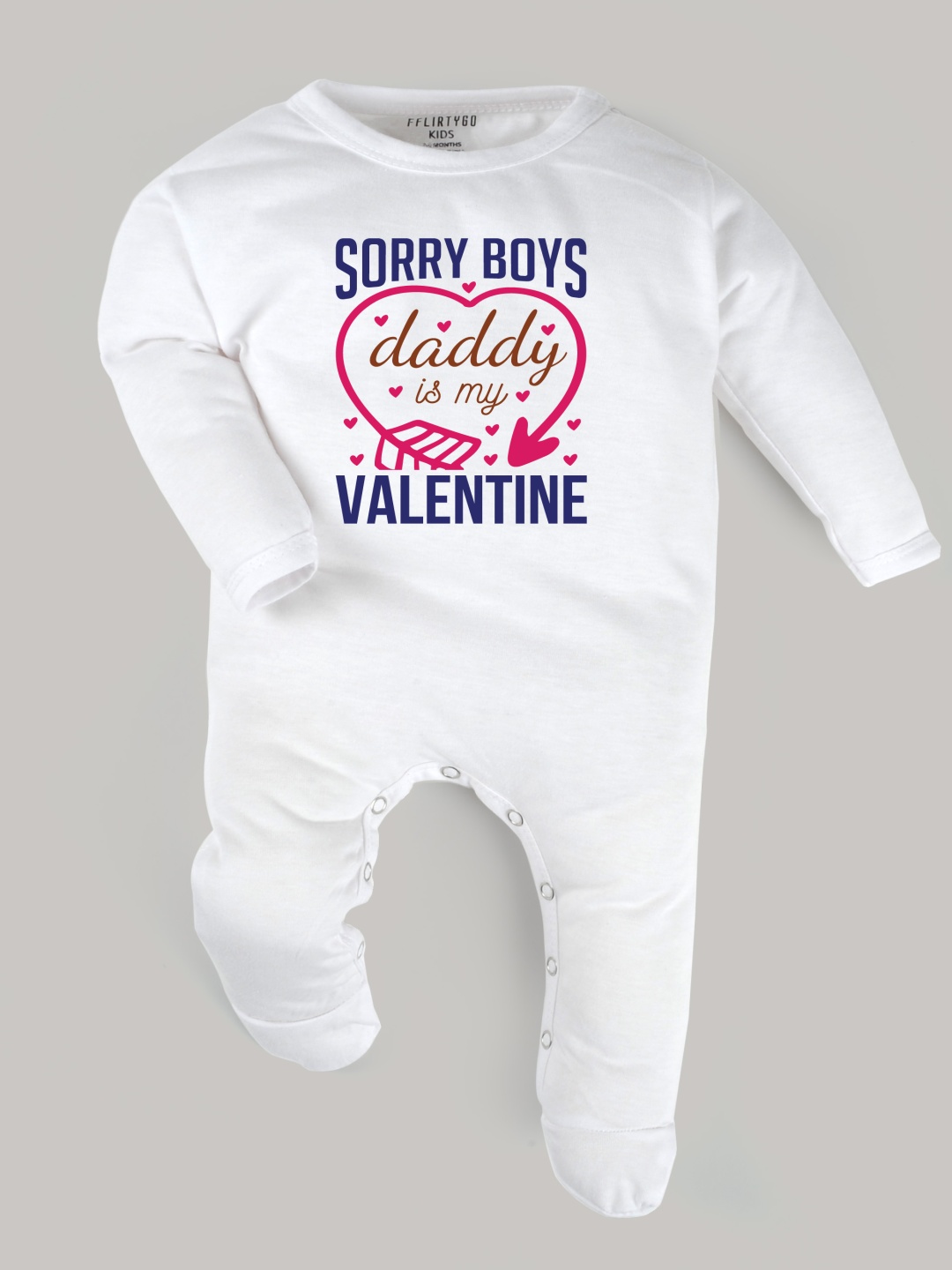 

FFLIRTYGO Infants Valentine day Printed Cotton Sleepsuit, White