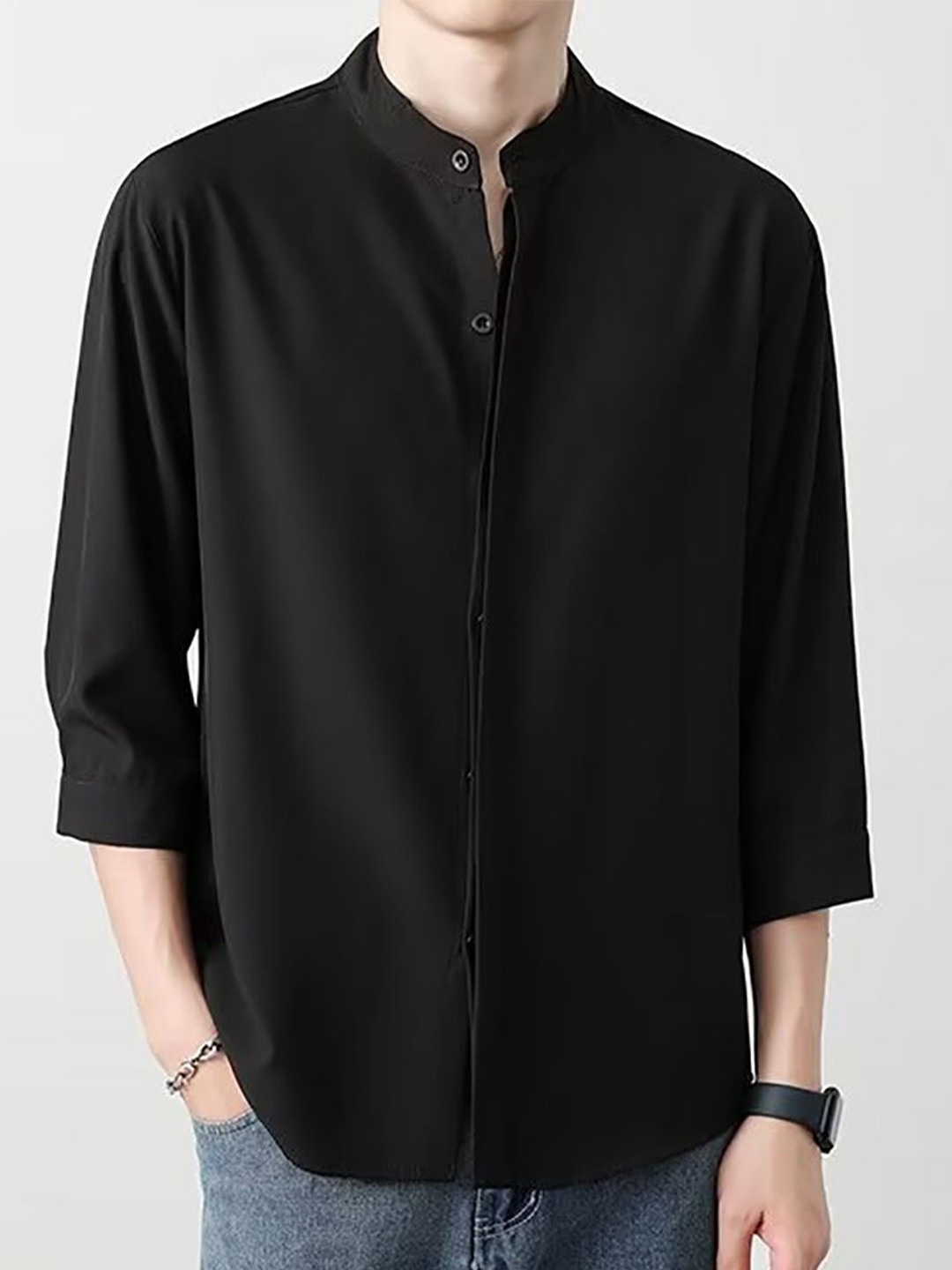 

StyleCast x Revolte Men Opaque Casual Shirt, Black