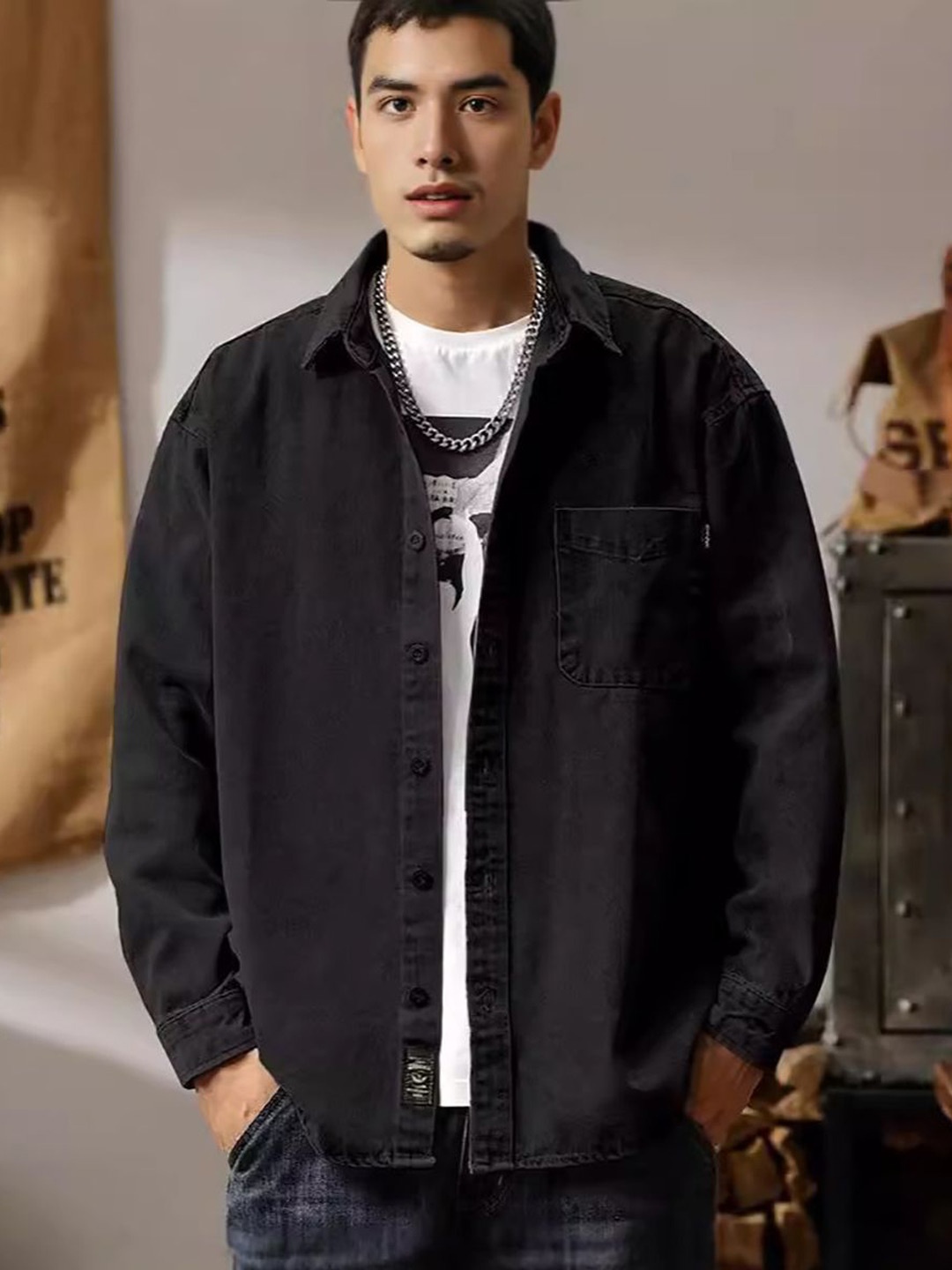

StyleCast x Revolte Men Opaque Casual Shirt, Black