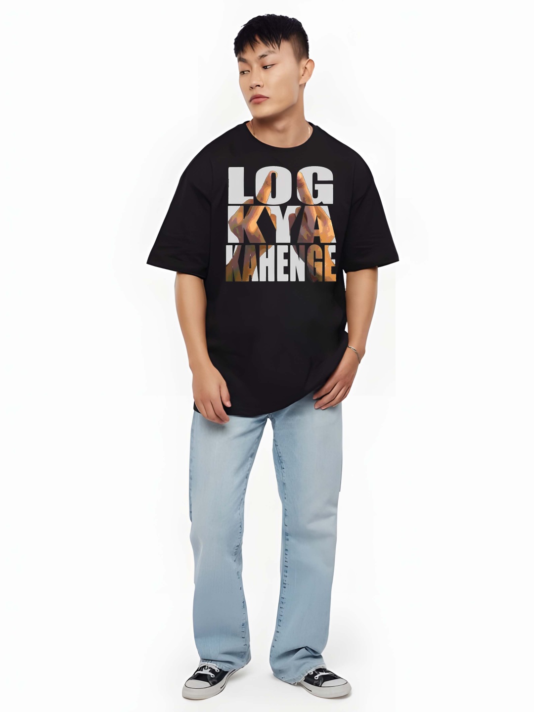 

Krimmple Men Drop-Shoulder Sleeves Pure Cotton T-shirt, Black