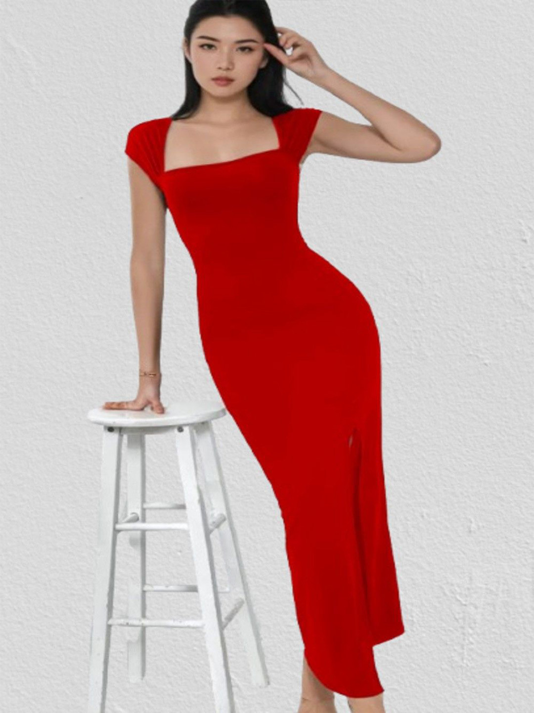 

CLAFOUTIS Women Maxi A-Line Dress, Red