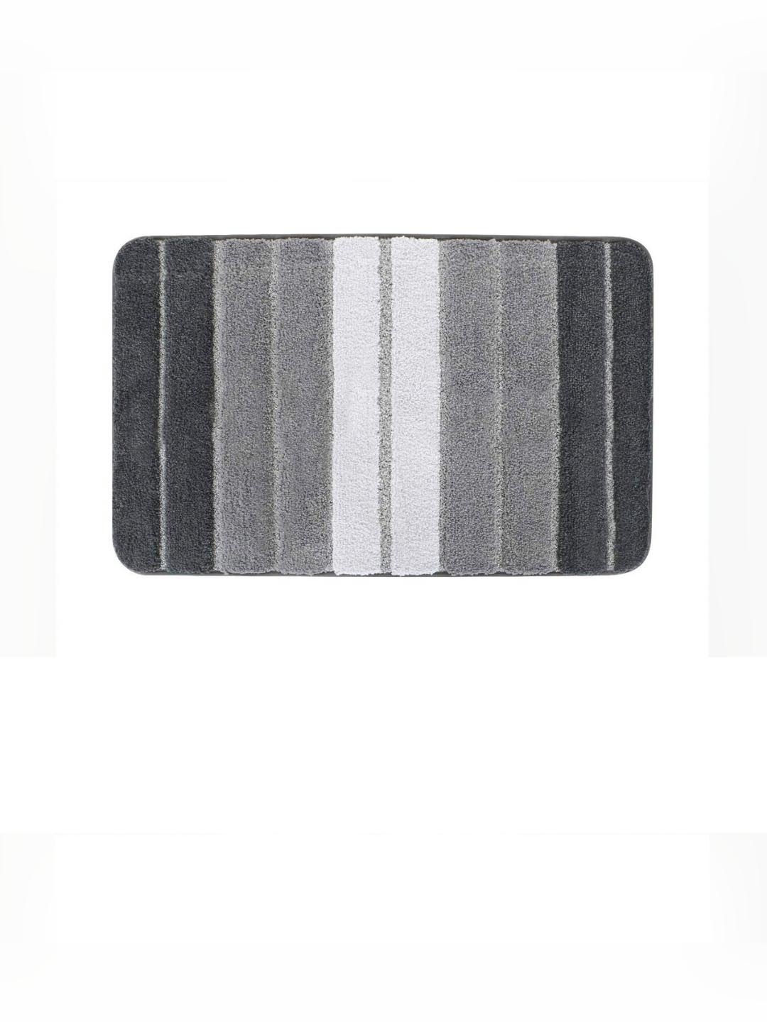 

HOKIPO Grey & White Patterned Microfibre Anti-Skid 1800 GSM Bath Rug