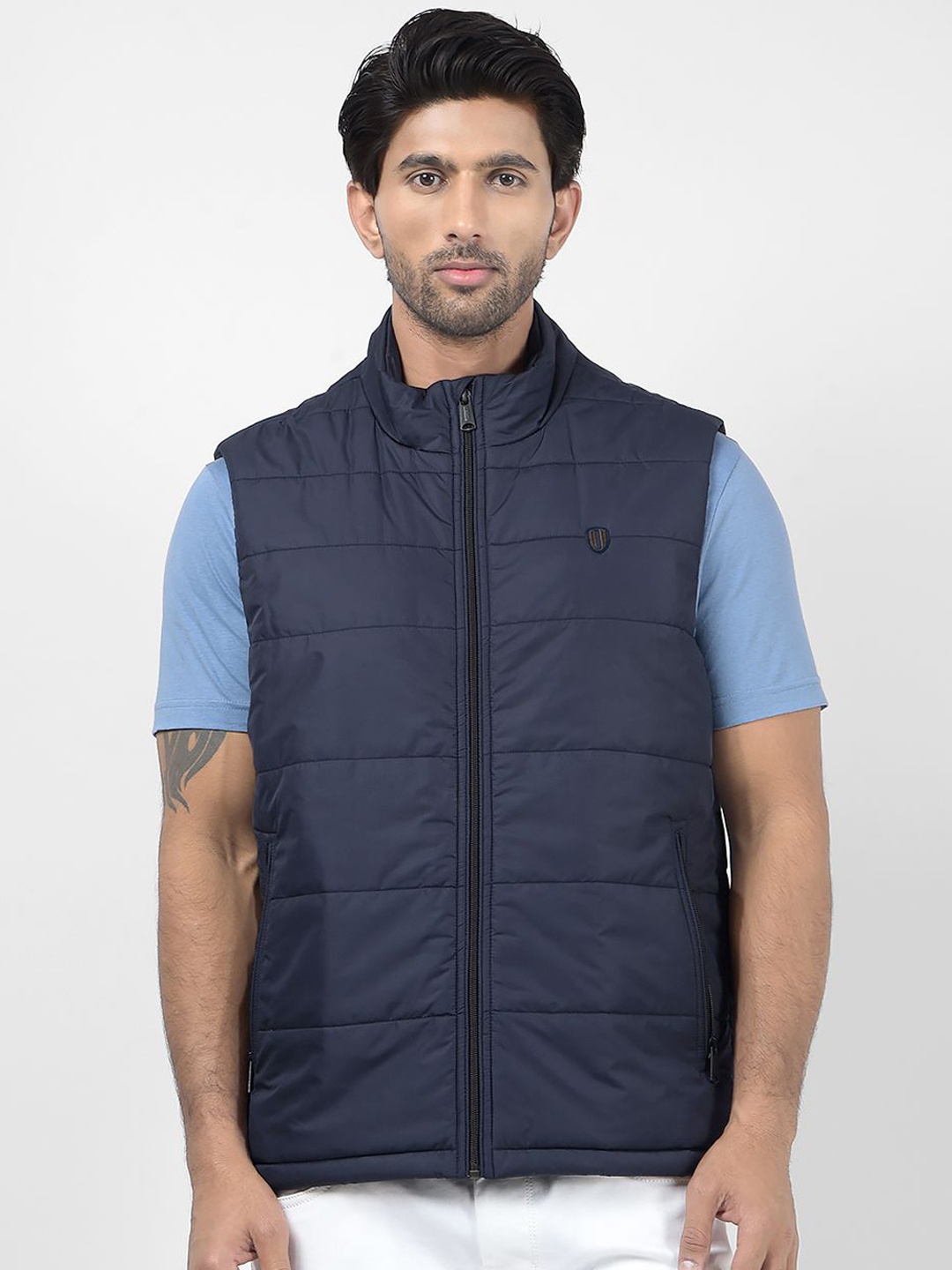 

Numero Uno Men Mock Collar Solid Casual Bomber Jacket, Navy blue