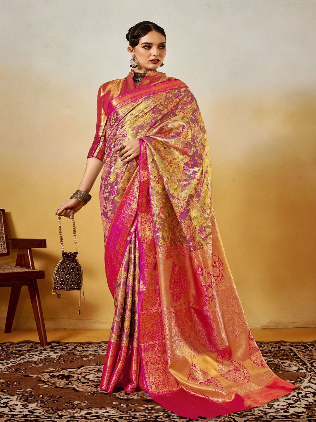 

BLENDIFY Woven Design Silk Blend Designer Banarasi Saree, Multi