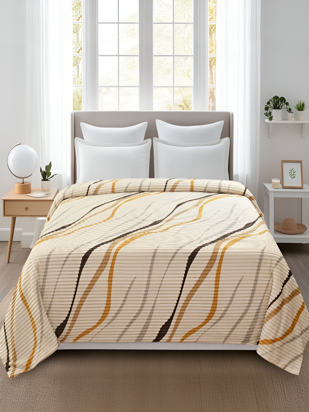 

BREVARD Cream & Grey Printed 190 GSM Queen Size Duvet Cover