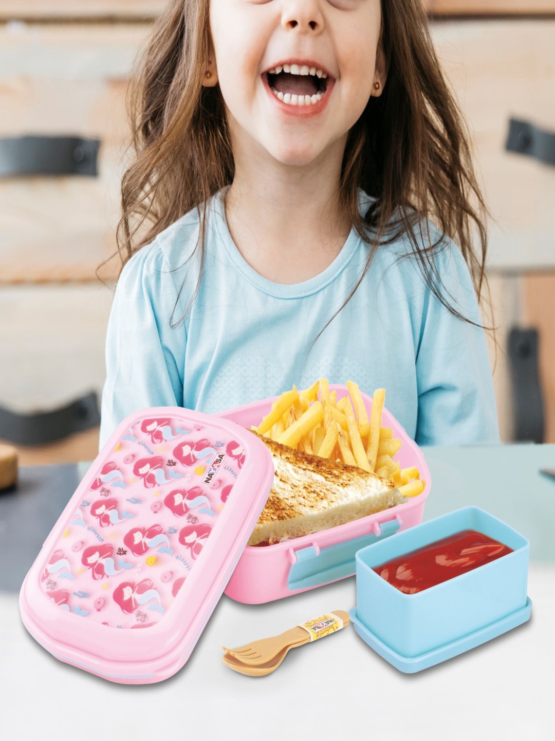 

Nayasa On The Go Pink Leakproof Airtight DLX Small Lunchbox