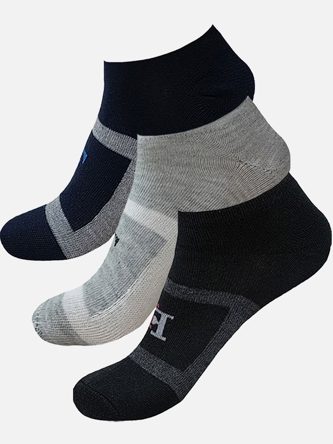 

StyFun Men Pack Of 3 Patterned Moisture-Wicking Ankle Length Socks, Black