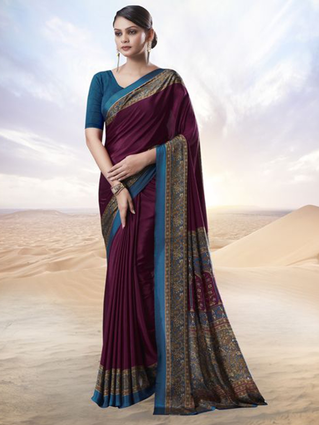 

Jaanvi Pure Crepe Saree, Purple