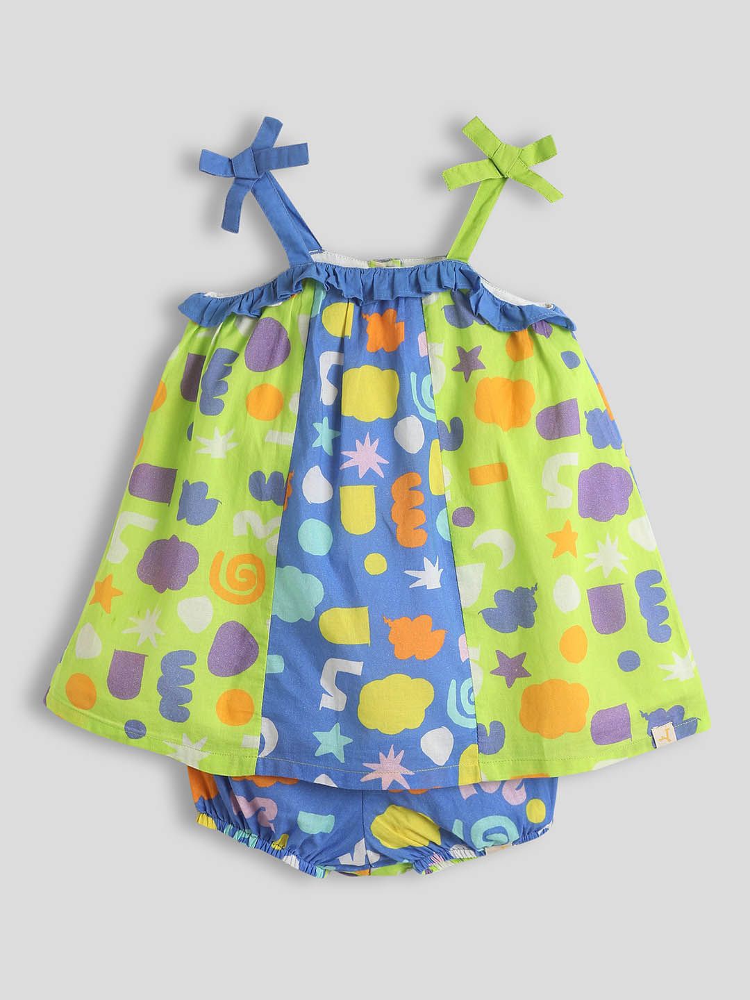 

Somersault Girls Printed Cotton A-Line Dress with Bloomer, Green