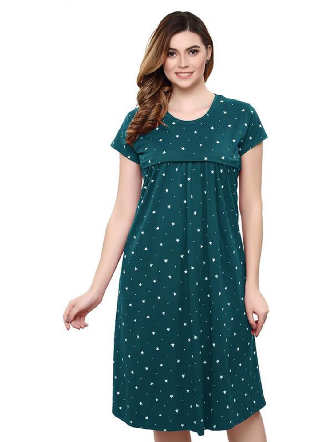 

TIGYWIGY Women Cotton Maternity Nightdress, Teal