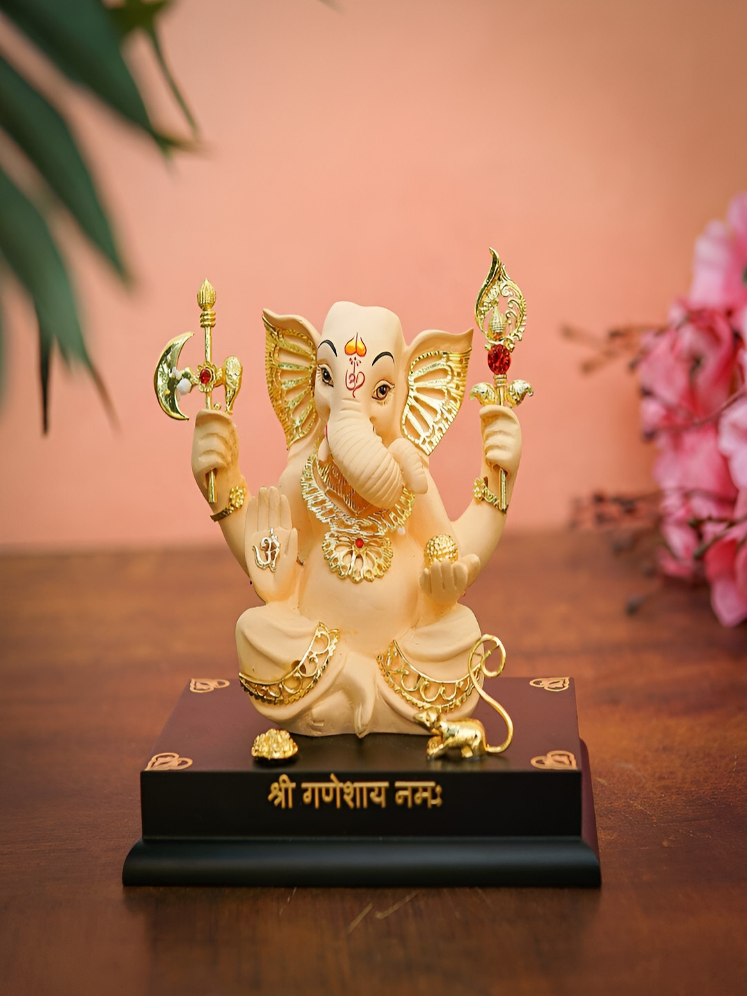 

Craftlayout Statue Gold-Plated And Red Lord Ganesha Religious Idol Showpiece