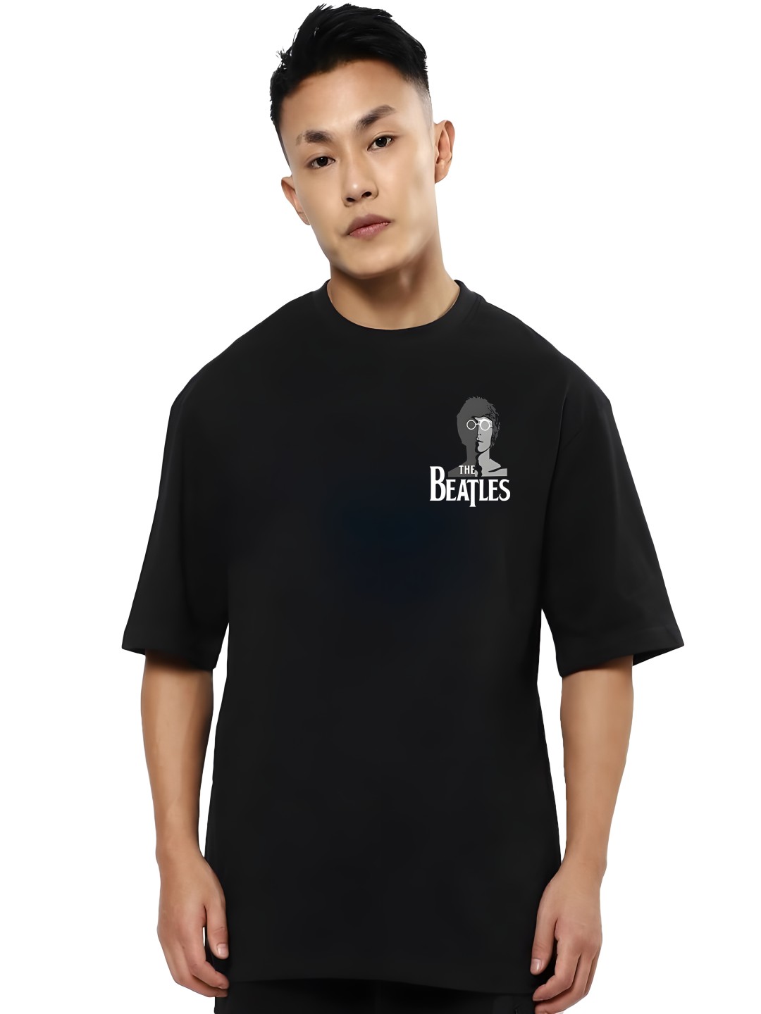 

Krimmple Men Drop-Shoulder Sleeves Pure Cotton T-shirt, Black