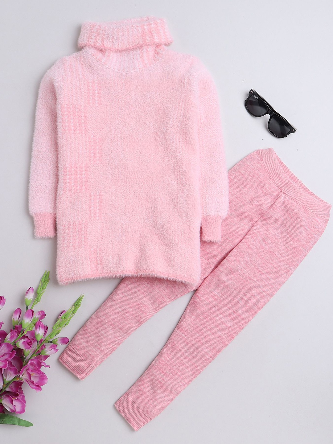 

Yellow Apple Girls Woolen Sweater and Trouser Clothing Set, Pink