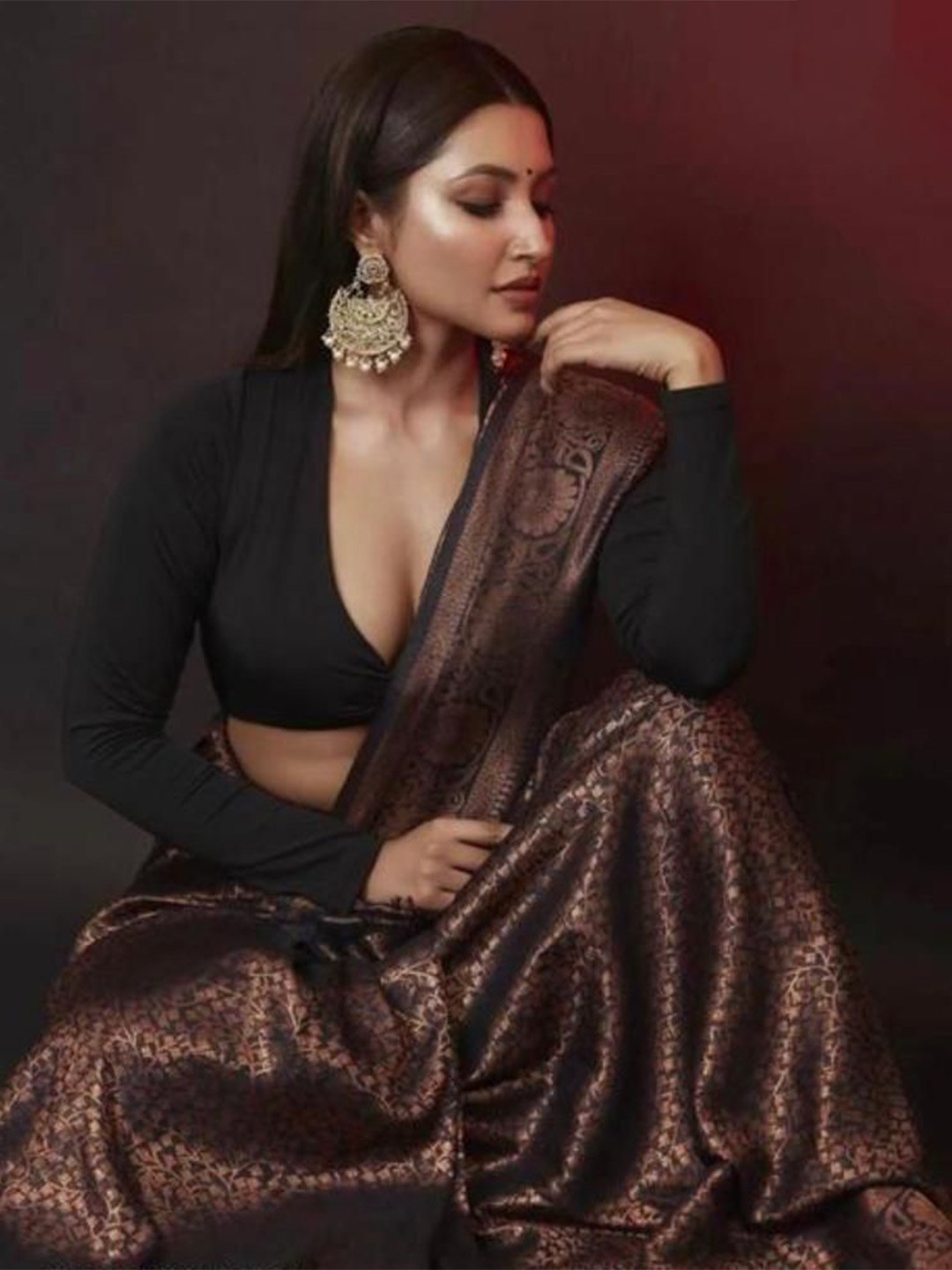 

bansari textiles Woven Design Zari Banarasi Saree, Black