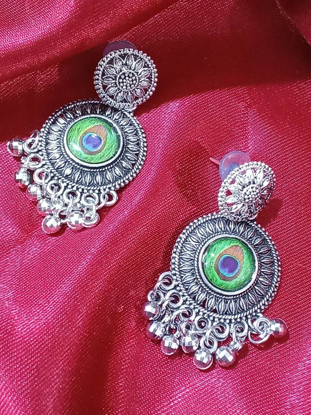 

JMBW INTERNATIONAL Set Of 2 Sterling Silver-Plated Beaded Contemporary Drop Earrings