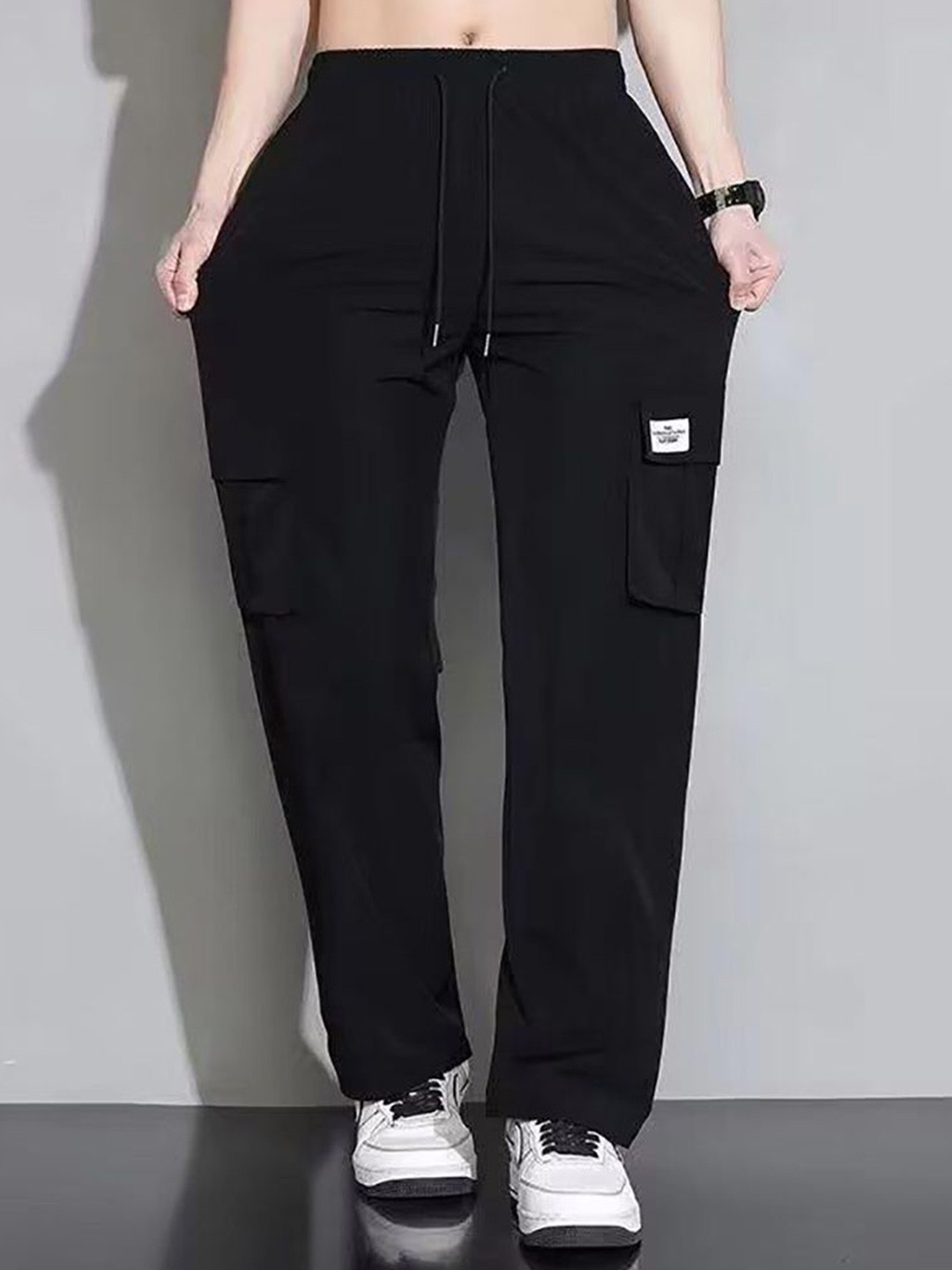 

StyleCast x Revolte Men Straight Fit Easy Wash Cargo Trousers, Black