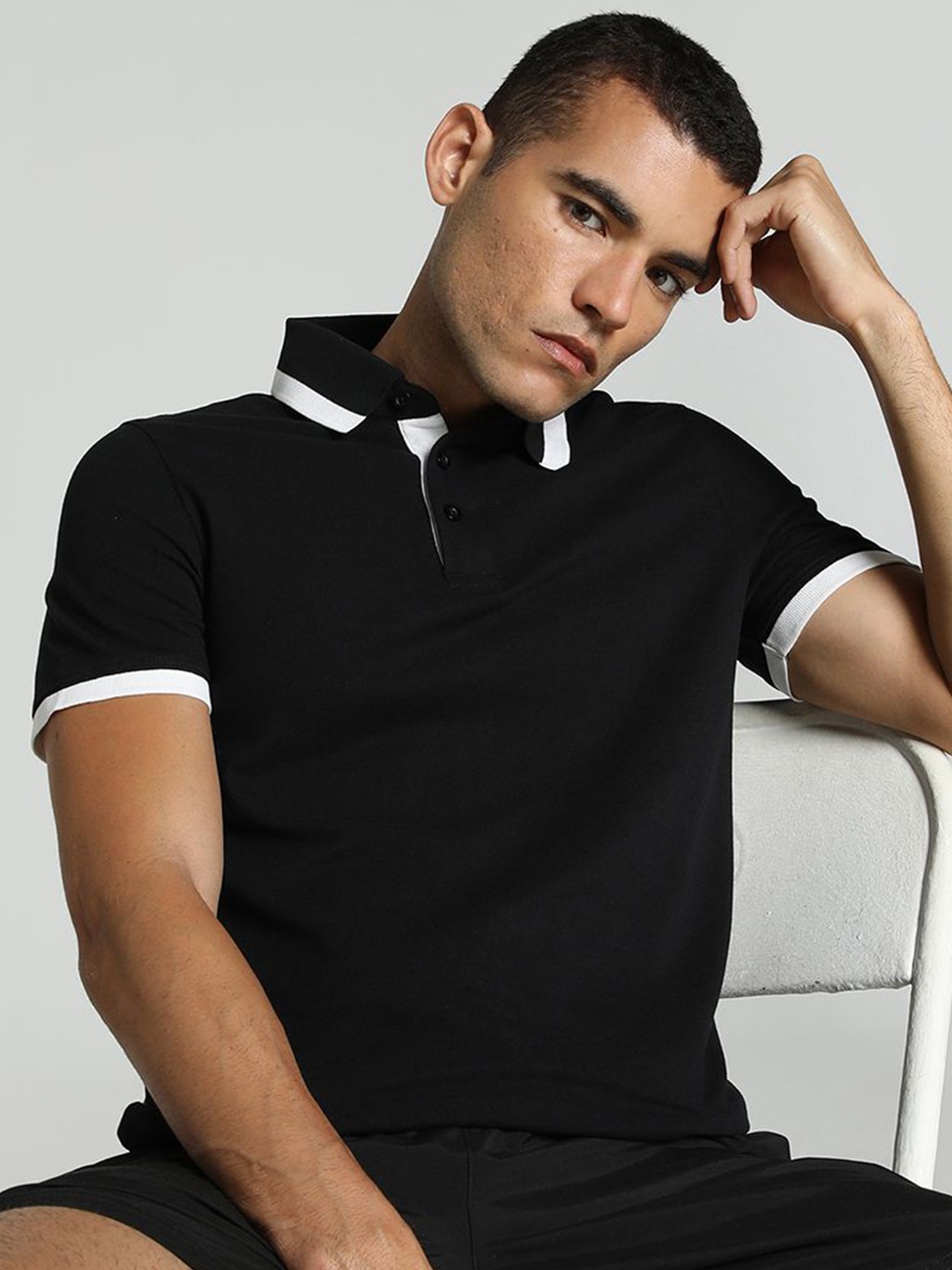 

Puma Pique Tipping Pure Cotton Slim Fit Polo Collar T-Shirt, Black