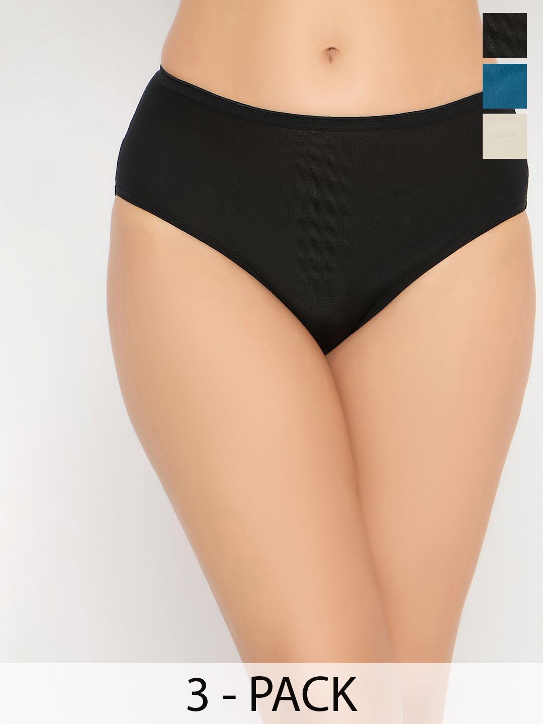 

Clovia Pack Of 3 Mid-Rise Hipster Briefs, Black