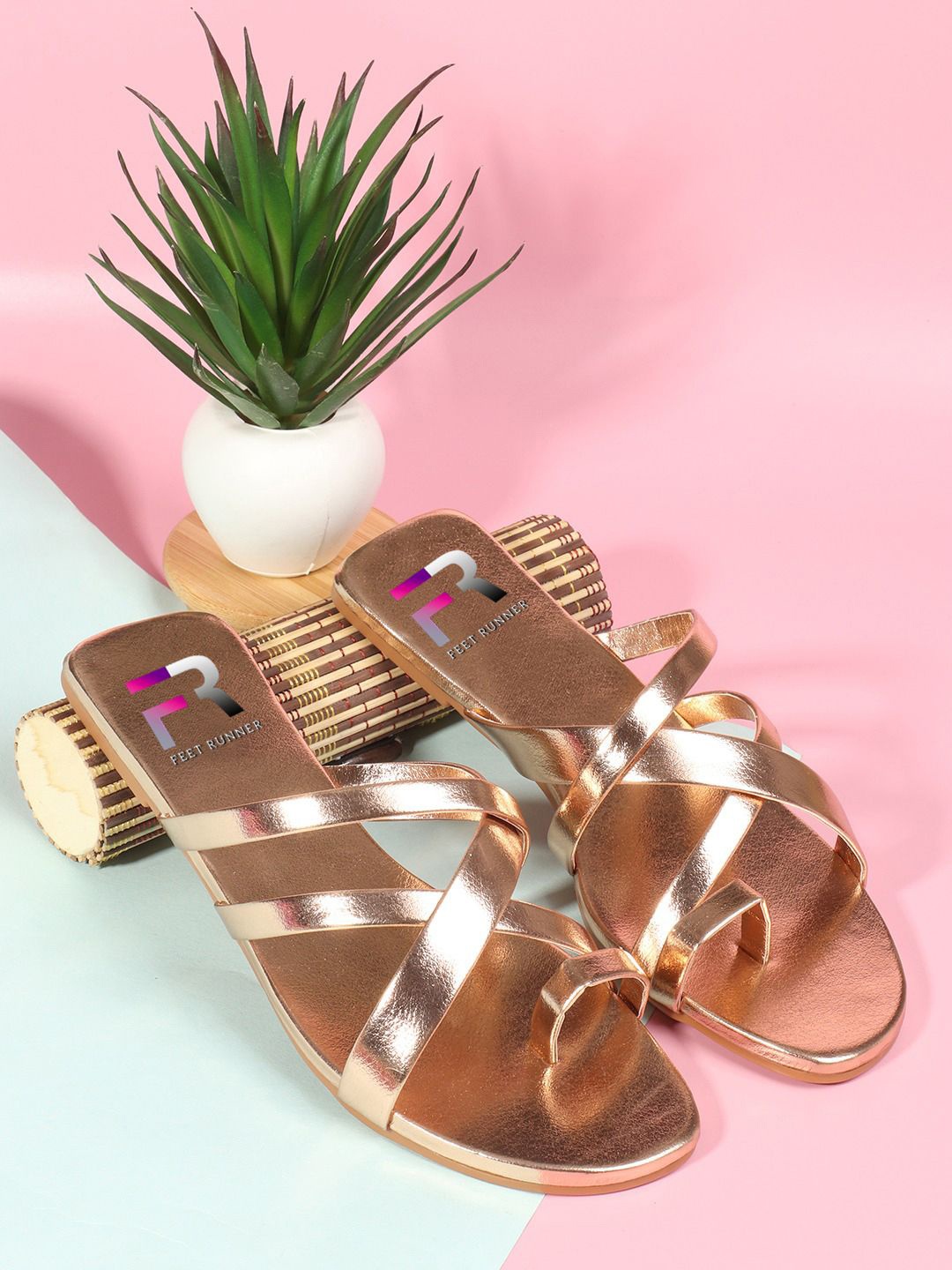 

FEET RUNNER Women One Toe Flats, Copper